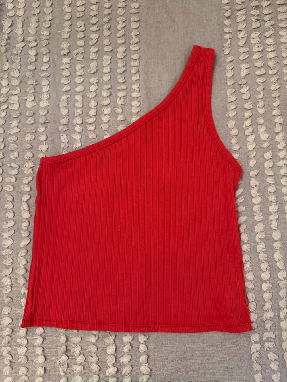 American Eagle Outfitters One-Shoulder Ribbed Tank Top - Red